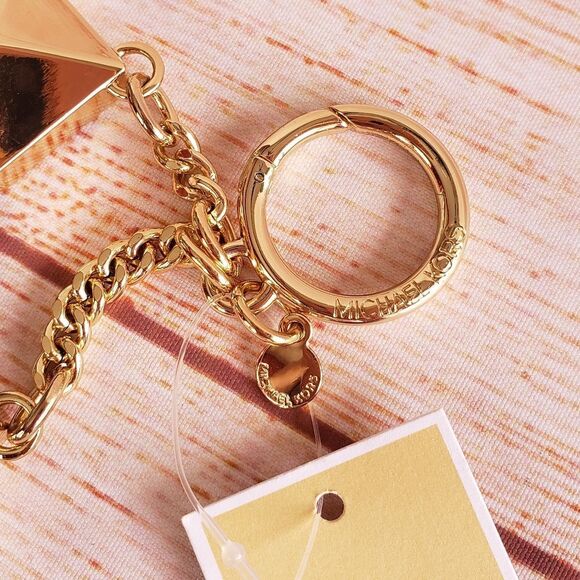 Michael Kors Pyramid Studded Tassels Pebbled Leather Keychain Handbag Charm - Picture 6 of 10